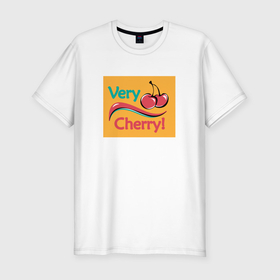 Мужская футболка хлопок Slim с принтом Very Cherry в Новосибирске, 92% хлопок, 8% лайкра | приталенный силуэт, круглый вырез ворота, длина до линии бедра, короткий рукав | 