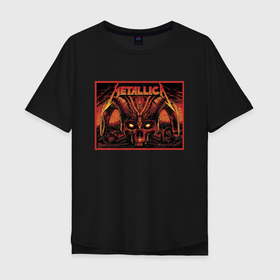 Мужская футболка хлопок Oversize с принтом Metallica   thrash metal   skull в Курске, 100% хлопок | свободный крой, круглый ворот, “спинка” длиннее передней части | 