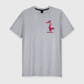 Мужская футболка хлопок Slim с принтом Добрый розовый дракон в Курске, 92% хлопок, 8% лайкра | приталенный силуэт, круглый вырез ворота, длина до линии бедра, короткий рукав | 