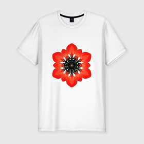 Мужская футболка хлопок Slim с принтом Цветок красный орнамент в Кировске, 92% хлопок, 8% лайкра | приталенный силуэт, круглый вырез ворота, длина до линии бедра, короткий рукав | 