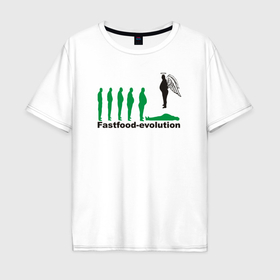 Мужская футболка хлопок Oversize с принтом Эволюция фастфуда , 100% хлопок | свободный крой, круглый ворот, “спинка” длиннее передней части | 