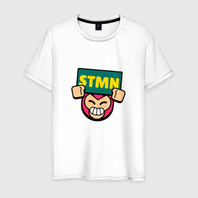 Мужская футболка хлопок с принтом Значок болельщика Stmn Brawl Stars в Белгороде, 100% хлопок | прямой крой, круглый вырез горловины, длина до линии бедер, слегка спущенное плечо. | 