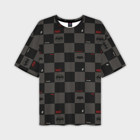 Мужская футболка oversize 3D с принтом Flash and Batman pattern squares в Тюмени,  |  | Тематика изображения на принте: 