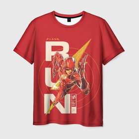 Мужская футболка 3D с принтом The Flash run , 100% полиэфир | прямой крой, круглый вырез горловины, длина до линии бедер | 