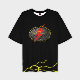 Мужская футболка oversize 3D с принтом Flash and Batman logo в Курске,  |  | Тематика изображения на принте: 