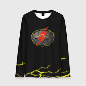 Мужской лонгслив 3D с принтом Flash and Batman logo в Екатеринбурге, 100% полиэстер | длинные рукава, круглый вырез горловины, полуприлегающий силуэт | Тематика изображения на принте: 