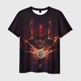 Мужская футболка 3D с принтом The Flash 2023 в Екатеринбурге, 100% полиэфир | прямой крой, круглый вырез горловины, длина до линии бедер | 