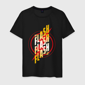 Мужская футболка хлопок с принтом Flash x3 , 100% хлопок | прямой крой, круглый вырез горловины, длина до линии бедер, слегка спущенное плечо. | 