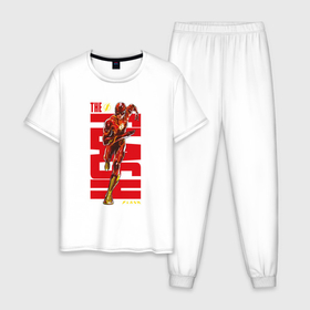 Мужская пижама хлопок с принтом Флэш Барри Аллен в Екатеринбурге, 100% хлопок | брюки и футболка прямого кроя, без карманов, на брюках мягкая резинка на поясе и по низу штанин
 | 