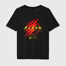 Мужская футболка хлопок Oversize с принтом The Flash logotype в Екатеринбурге, 100% хлопок | свободный крой, круглый ворот, “спинка” длиннее передней части | 