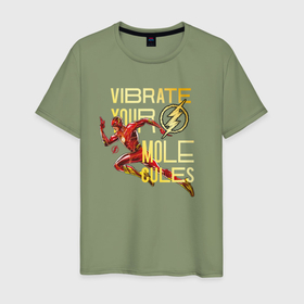 Мужская футболка хлопок с принтом Vibrate your mole cules в Тюмени, 100% хлопок | прямой крой, круглый вырез горловины, длина до линии бедер, слегка спущенное плечо. | 