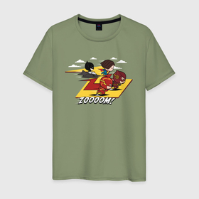 Мужская футболка хлопок с принтом Superhero zooom в Рязани, 100% хлопок | прямой крой, круглый вырез горловины, длина до линии бедер, слегка спущенное плечо. | 