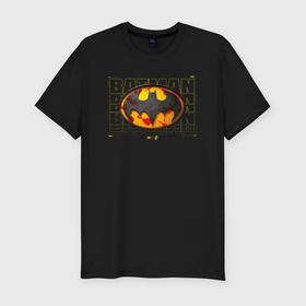 Мужская футболка хлопок Slim с принтом Batman logo 2023 в Курске, 92% хлопок, 8% лайкра | приталенный силуэт, круглый вырез ворота, длина до линии бедра, короткий рукав | Тематика изображения на принте: 