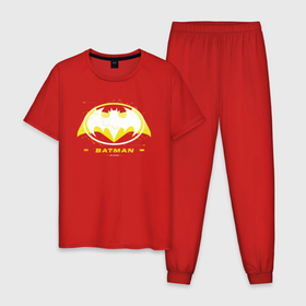 Мужская пижама хлопок с принтом Batman logotype 2023 в Петрозаводске, 100% хлопок | брюки и футболка прямого кроя, без карманов, на брюках мягкая резинка на поясе и по низу штанин
 | Тематика изображения на принте: 