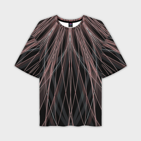 Мужская футболка oversize 3D с принтом Абстракция линии черно розовый в Тюмени,  |  | 