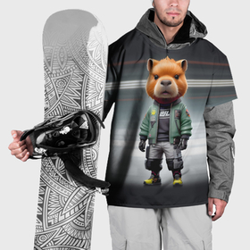 Накидка на куртку 3D с принтом Capy   cool dude   cyberpunk в Новосибирске, 100% полиэстер |  | 