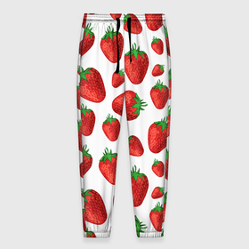 Мужские брюки 3D с принтом Strawberries in sour cream в Белгороде, 100% полиэстер | манжеты по низу, эластичный пояс регулируется шнурком, по бокам два кармана без застежек, внутренняя часть кармана из мелкой сетки | Тематика изображения на принте: 
