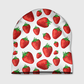 Шапка 3D с принтом Strawberries in sour cream в Тюмени, 100% полиэстер | универсальный размер, печать по всей поверхности изделия | 
