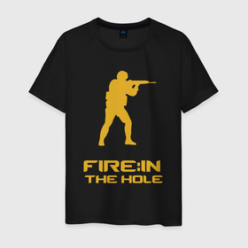 Мужская футболка хлопок с принтом Fire in the hole в Новосибирске, 100% хлопок | прямой крой, круглый вырез горловины, длина до линии бедер, слегка спущенное плечо. | 