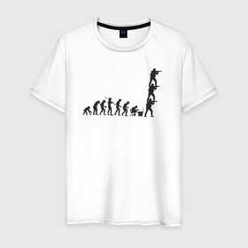 Мужская футболка хлопок с принтом CS evolution в Белгороде, 100% хлопок | прямой крой, круглый вырез горловины, длина до линии бедер, слегка спущенное плечо. | Тематика изображения на принте: 