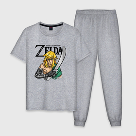 Мужская пижама хлопок с принтом The Legend of Zelda   Tears of the Kingdom , 100% хлопок | брюки и футболка прямого кроя, без карманов, на брюках мягкая резинка на поясе и по низу штанин
 | 