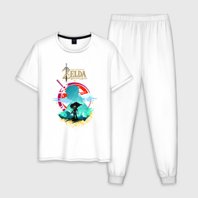 Мужская пижама хлопок с принтом The Legend of Zelda   Link в Екатеринбурге, 100% хлопок | брюки и футболка прямого кроя, без карманов, на брюках мягкая резинка на поясе и по низу штанин
 | 
