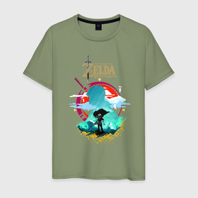 Мужская футболка хлопок с принтом The Legend of Zelda   Link в Петрозаводске, 100% хлопок | прямой крой, круглый вырез горловины, длина до линии бедер, слегка спущенное плечо. | 
