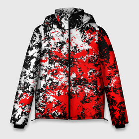 Мужская зимняя куртка 3D с принтом Красная и белая краска в Петрозаводске, верх — 100% полиэстер; подкладка — 100% полиэстер; утеплитель — 100% полиэстер | длина ниже бедра, свободный силуэт Оверсайз. Есть воротник-стойка, отстегивающийся капюшон и ветрозащитная планка. 

Боковые карманы с листочкой на кнопках и внутренний карман на молнии. | Тематика изображения на принте: 