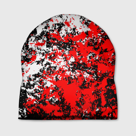 Шапка 3D с принтом Красная и белая краска в Курске, 100% полиэстер | универсальный размер, печать по всей поверхности изделия | Тематика изображения на принте: 