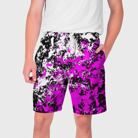 Мужские шорты 3D с принтом Белая и розовая краска в Тюмени,  полиэстер 100% | прямой крой, два кармана без застежек по бокам. Мягкая трикотажная резинка на поясе, внутри которой широкие завязки. Длина чуть выше колен | 