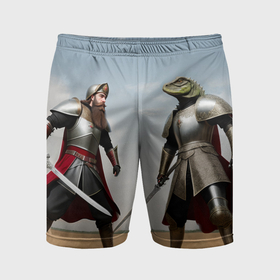 Мужские шорты спортивные с принтом Древний Рус против Ящера в Курске,  |  | 