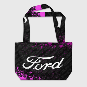 Пляжная сумка 3D с принтом Ford pro racing: надпись и символ в Белгороде, 100% полиэстер | застегивается на металлическую кнопку; внутренний карман застегивается на молнию. Стенки укреплены специальным мягким материалом, чтобы защитить содержимое от несильных ударов
 | 