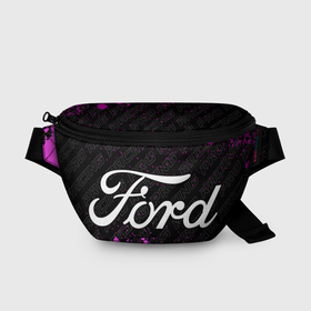 Поясная сумка 3D с принтом Ford pro racing: надпись и символ в Белгороде, 100% полиэстер | плотная ткань, ремень с регулируемой длиной, внутри несколько карманов для мелочей, основное отделение и карман с обратной стороны сумки застегиваются на молнию | 