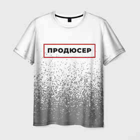 Мужская футболка 3D с принтом Продюсер в рамке красного цвета в Санкт-Петербурге, 100% полиэфир | прямой крой, круглый вырез горловины, длина до линии бедер | 