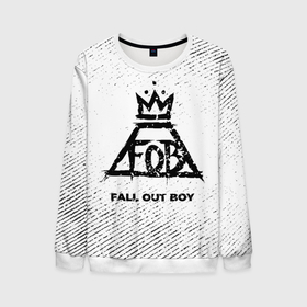 Мужской свитшот 3D с принтом Fall Out Boy с потертостями на светлом фоне в Екатеринбурге, 100% полиэстер с мягким внутренним слоем | круглый вырез горловины, мягкая резинка на манжетах и поясе, свободная посадка по фигуре | 