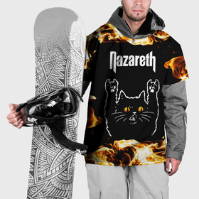 Накидка на куртку 3D с принтом Nazareth рок кот и огонь , 100% полиэстер |  | 