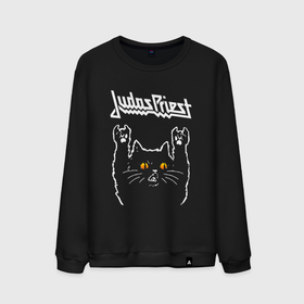 Мужской свитшот хлопок с принтом Judas Priest rock cat в Белгороде, 100% хлопок |  | Тематика изображения на принте: 