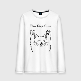 Мужской лонгслив хлопок с принтом Three Days Grace   rock cat в Петрозаводске, 100% хлопок |  | Тематика изображения на принте: 