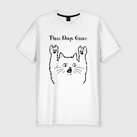 Мужская футболка хлопок Slim с принтом Three Days Grace   rock cat в Новосибирске, 92% хлопок, 8% лайкра | приталенный силуэт, круглый вырез ворота, длина до линии бедра, короткий рукав | 