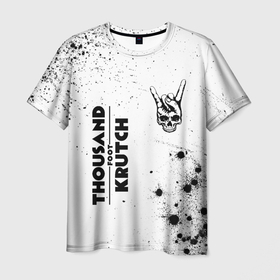 Мужская футболка 3D с принтом Thousand Foot Krutch и рок символ на светлом фоне в Белгороде, 100% полиэфир | прямой крой, круглый вырез горловины, длина до линии бедер | 