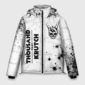 Мужская зимняя куртка 3D с принтом Thousand Foot Krutch и рок символ на светлом фоне в Новосибирске, верх — 100% полиэстер; подкладка — 100% полиэстер; утеплитель — 100% полиэстер | длина ниже бедра, свободный силуэт Оверсайз. Есть воротник-стойка, отстегивающийся капюшон и ветрозащитная планка. 

Боковые карманы с листочкой на кнопках и внутренний карман на молнии. | 