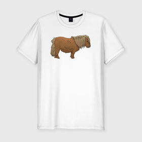 Мужская футболка хлопок Slim с принтом Шетлендский красивый пони в Кировске, 92% хлопок, 8% лайкра | приталенный силуэт, круглый вырез ворота, длина до линии бедра, короткий рукав | 