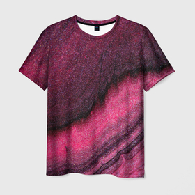 Мужская футболка 3D с принтом Блёстки розовые в Санкт-Петербурге, 100% полиэфир | прямой крой, круглый вырез горловины, длина до линии бедер | 
