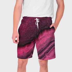 Мужские шорты 3D с принтом Блёстки розовые в Белгороде,  полиэстер 100% | прямой крой, два кармана без застежек по бокам. Мягкая трикотажная резинка на поясе, внутри которой широкие завязки. Длина чуть выше колен | 