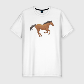 Мужская футболка хлопок Slim с принтом Мустанг лошадка в Екатеринбурге, 92% хлопок, 8% лайкра | приталенный силуэт, круглый вырез ворота, длина до линии бедра, короткий рукав | 
