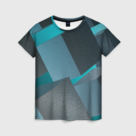 Женская футболка 3D с принтом Абстрактные ребристые кубы в Кировске, 100% полиэфир ( синтетическое хлопкоподобное полотно) | прямой крой, круглый вырез горловины, длина до линии бедер | 