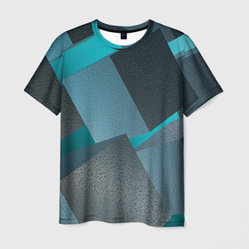 Мужская футболка 3D с принтом Абстрактные ребристые кубы в Кировске, 100% полиэфир | прямой крой, круглый вырез горловины, длина до линии бедер | 