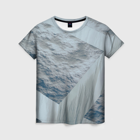 Женская футболка 3D с принтом Серая стена и блоки в Екатеринбурге, 100% полиэфир ( синтетическое хлопкоподобное полотно) | прямой крой, круглый вырез горловины, длина до линии бедер | 