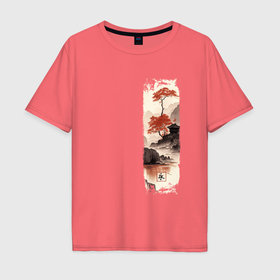Мужская футболка хлопок Oversize с принтом Япония   вечность в Петрозаводске, 100% хлопок | свободный крой, круглый ворот, “спинка” длиннее передней части | Тематика изображения на принте: 