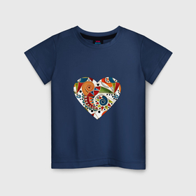 Детская футболка хлопок с принтом Сердце с абстрактным узором в Санкт-Петербурге, 100% хлопок | круглый вырез горловины, полуприлегающий силуэт, длина до линии бедер | Тематика изображения на принте: 
